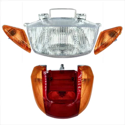 Kit Completo Farol + Par de Piscas + Lanterna Traseira Biz 100 1998 1999 2000 2001 2002 2003 2004 2005 Com Fiação