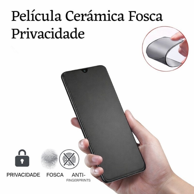 KIT 5 Película Cerâmica Privacidade Fosca 3D Para Samsung  S26 / S25 / S24 / S23 / S22 / S21 Matte AntiSpy