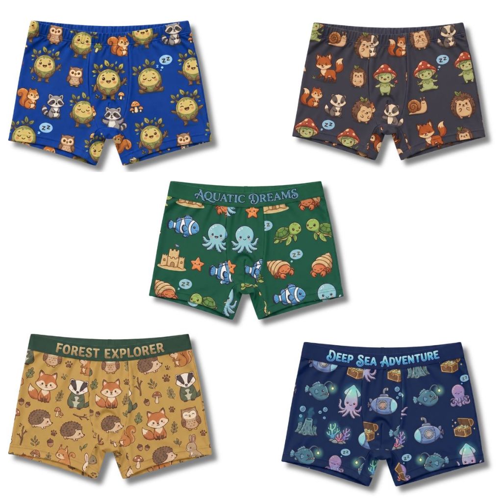 Kit 5 Cueca Infantil Boxer Menino Estampa Sortida Personagem Divertida Microfibra Elasticidade