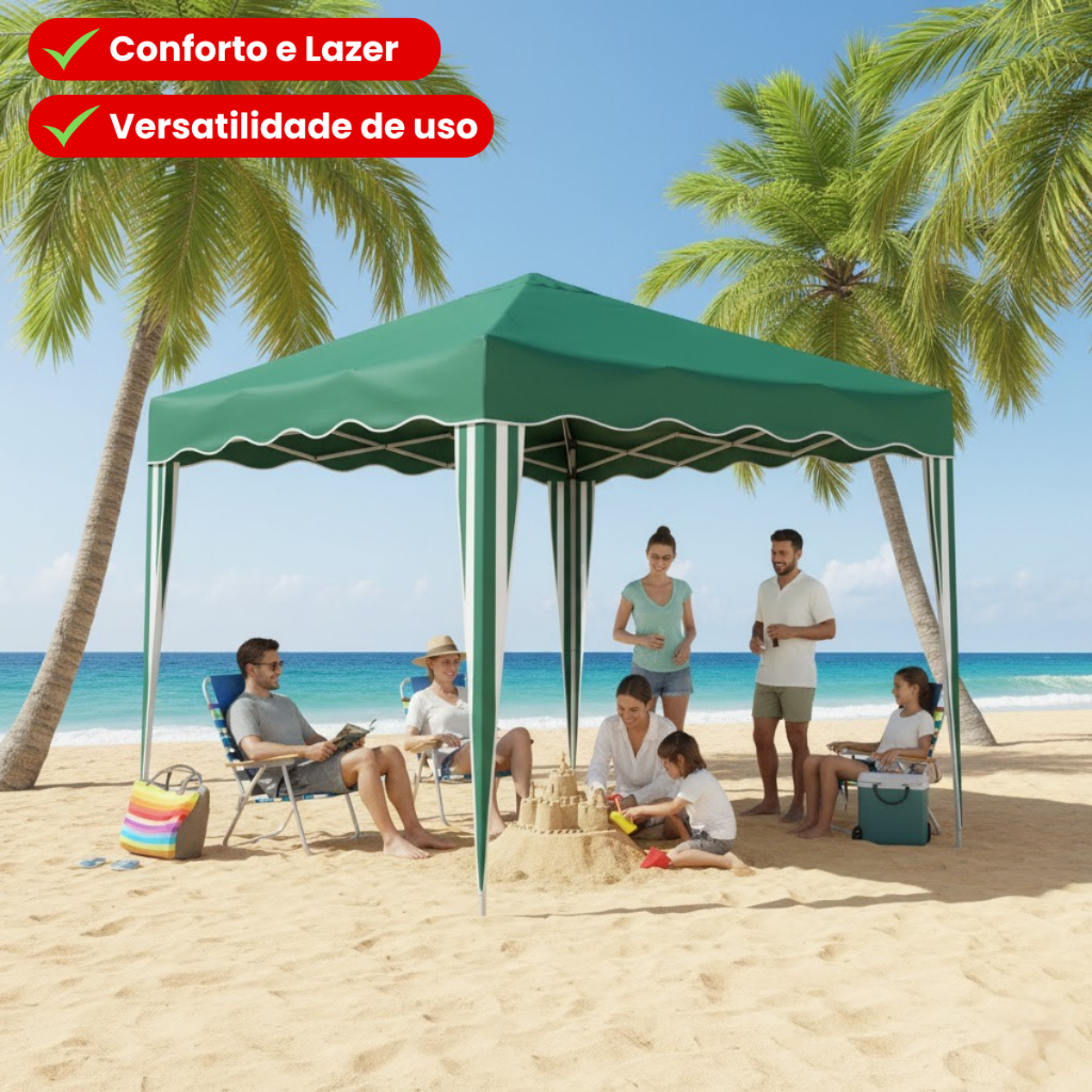Tenda Gazebo 3x3 M Barraca Safonada Eventos Praia Camping C/Bolsa Articulada
