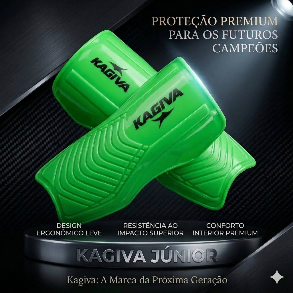 Caneleira Junior Profissional Kagiva Futebol de Campo Salão Society Futsal (Proteção e Segurança)