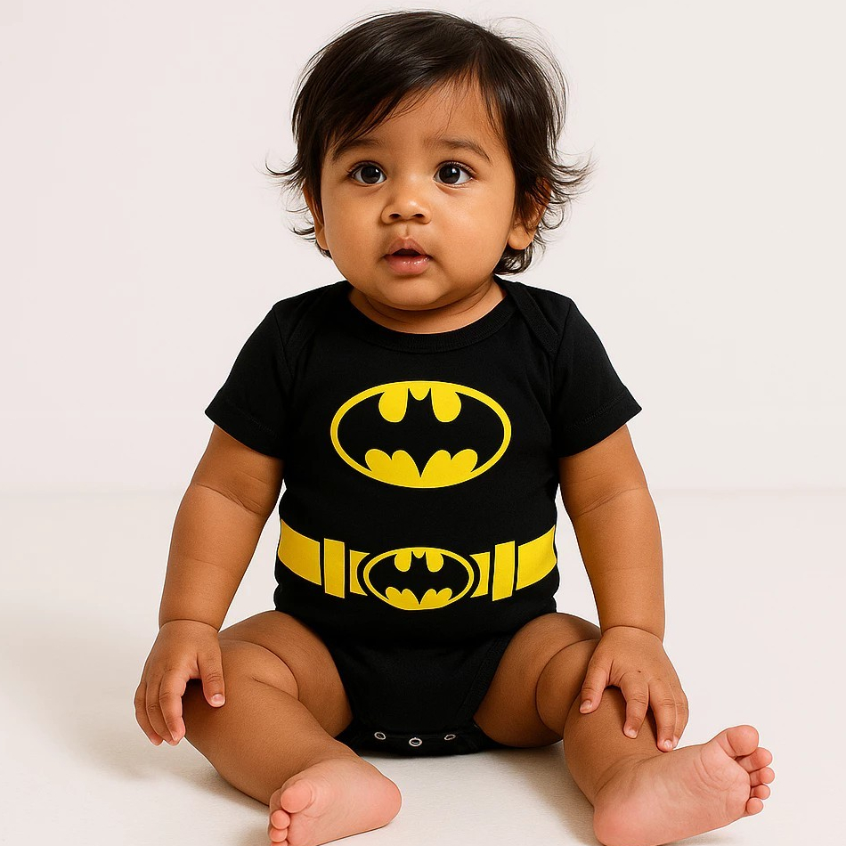 Body Bebê Infantil Mêsversário Temático Batman Super Confortável Lançamento