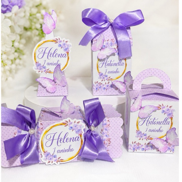 Kit Personalizados Jardim das Borboletas Lilás 16 à 40 itens encantado  | Festa | Lembrancinhas - sem laço