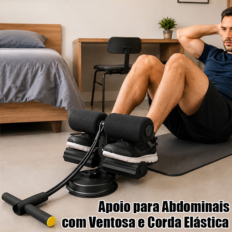 Aparelho Abdominal Ventosas Fortes Pé Fixo 3 Ajustes Auxiliar Treino Abdominal Unissex Casa Academia
