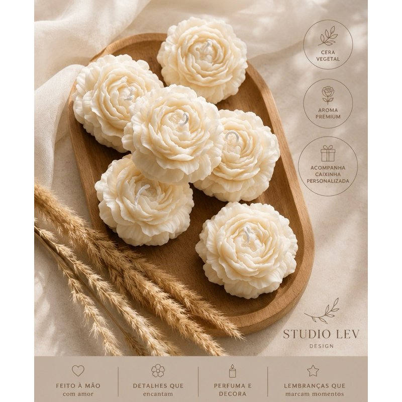 Lembrancinha Vela Aromática Rosa Personalizada | Casamento | Batizado | Maternidade | Aniversário | Brinde Corporativo |