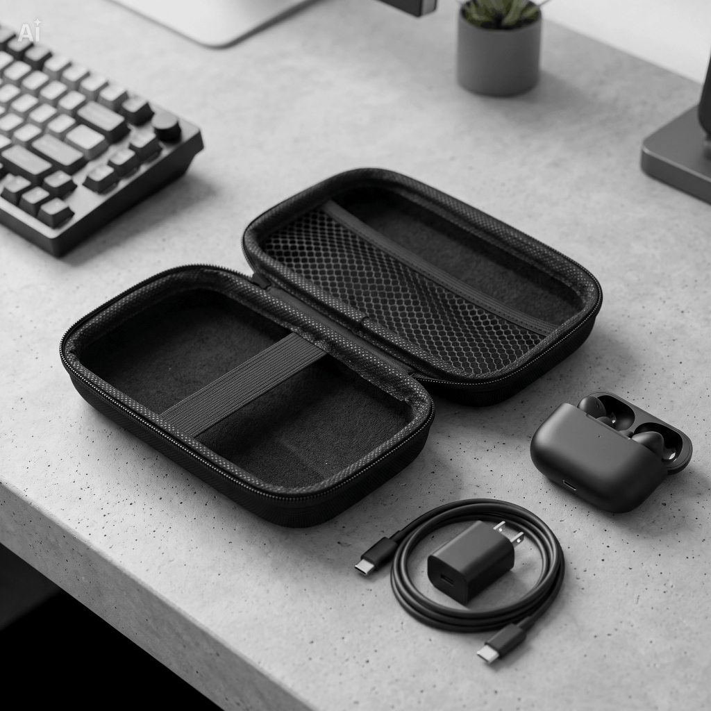 Capa Bag Case Estojo Organizador Tecnológico Carregadores Carregador/Fone/Cabo USB Esmalte Tam. M