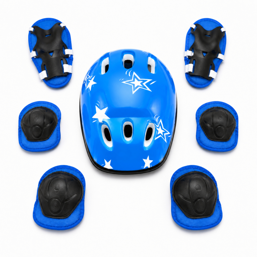Kit de Proteção Infantil esportivo - Capacete, joelheiras cotoveleiras e luvas - Para Patins Patinete Bike Skate