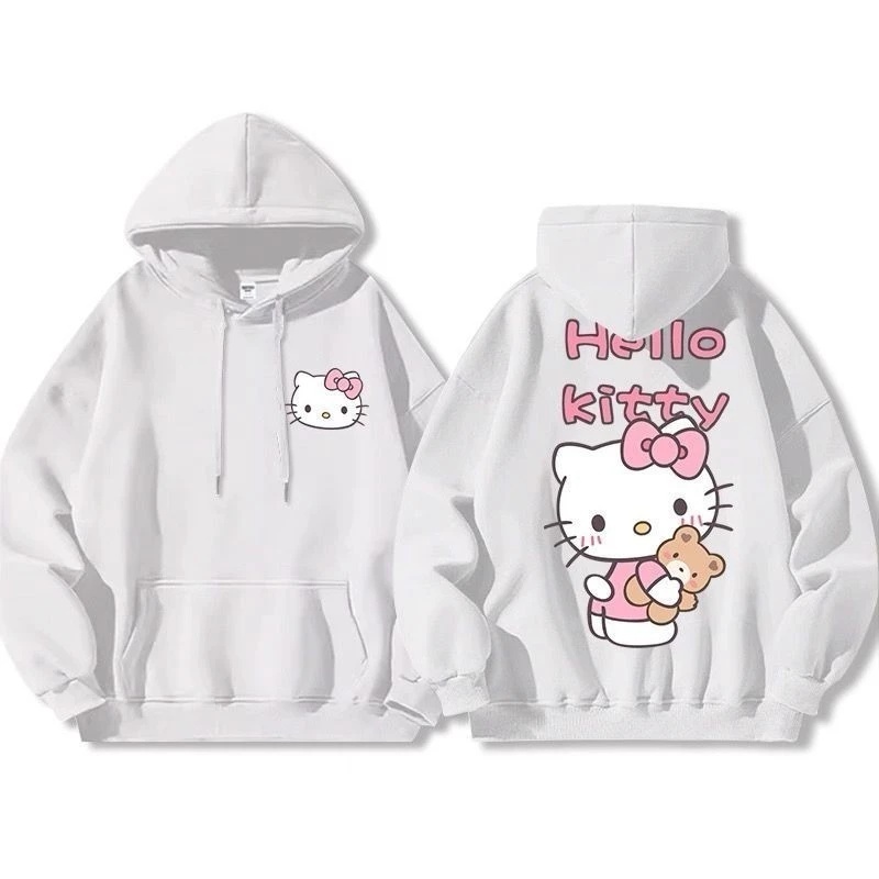 Moletom Canguru Feminino Hello Kitty Blusa de Frio Agasalho Com Capuz