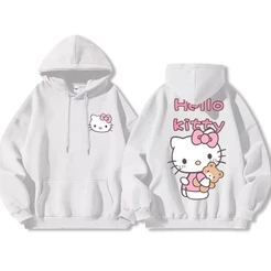 Moletom Canguru Feminino Hello Kitty Blusa de Frio Agasalho Com Capuz