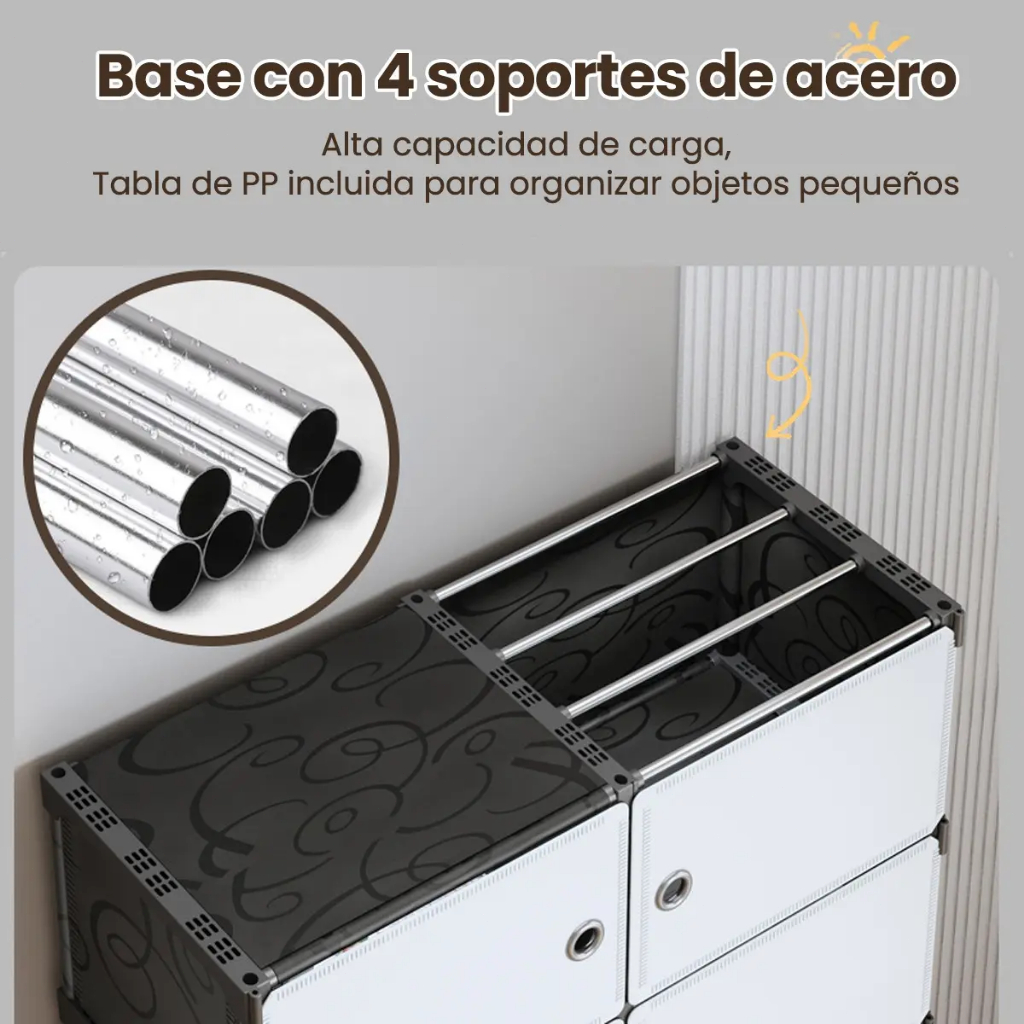 Guarda Roupa Modular Portátil Armário Preto Organizador Sapateira Brinquedos Cabideiro 10 gavetas — imagem 2 de 2