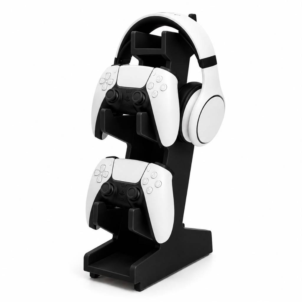 Suporte 2 controles Dualsense e Suporte para Fone de Ouvido HeadSet HeadPhone