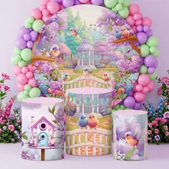 Trio Capas Cilindros + Painel Jardim Encantado Veste Fácil Decorativa