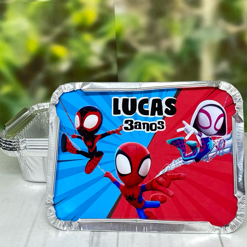 Adesivo para Marmitinha Personalizada Lembrancinha aniversário Spidey e Seus Amigos