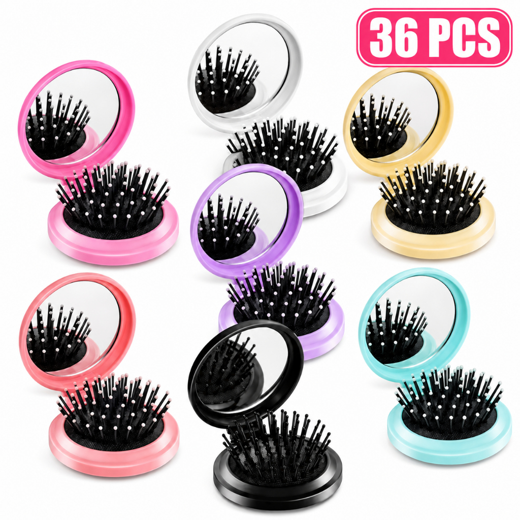 ANA1108 Kit 36 Pente Espelho Dobrável mini Almofada De Ar Portátil Compacto COR Aleatório