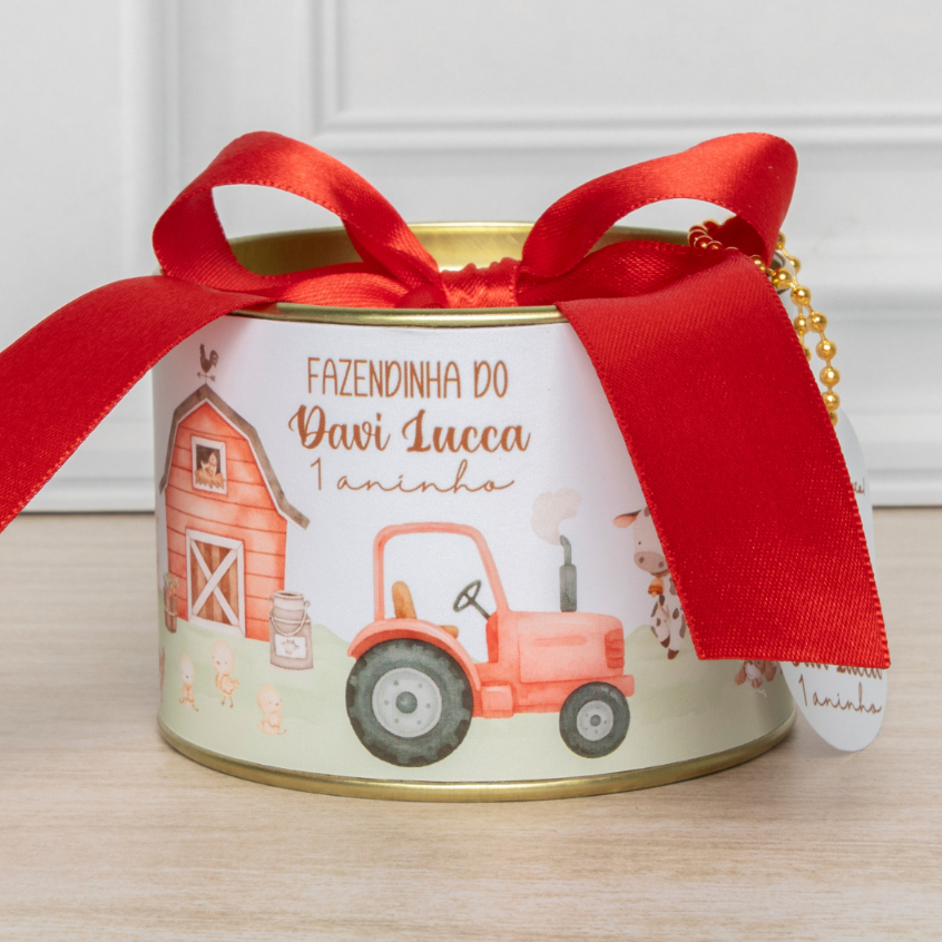 Kit Tubolata 7x5cm Personalizada Fazendinha Vermelha Maternidade Lembrancinha Festa Aniversário