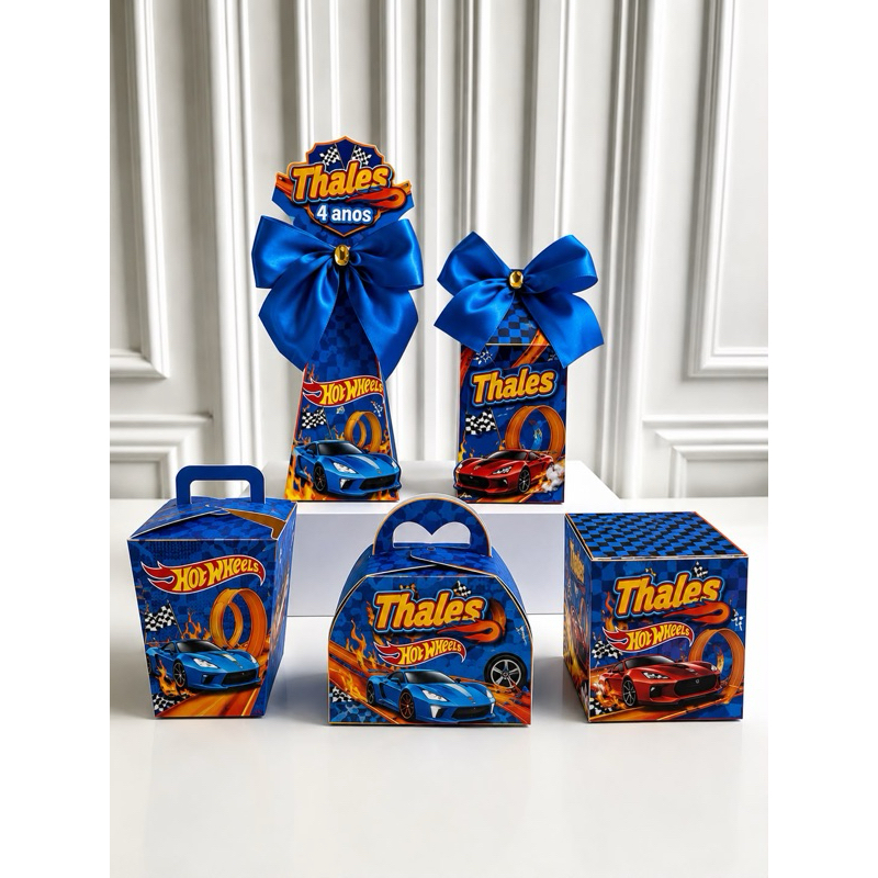 Kit Caixas Personalizadas Hot Wheels - Lembrancinha Festa Aniversário Infantil - Qualquer Tema