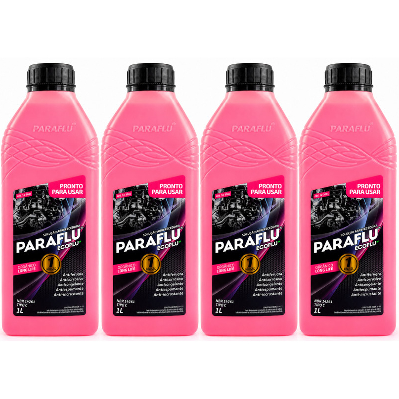 Kit 4 Aditivo Radiador Paraflu Orgânico Rosa Long Life Pronto Uso 103004