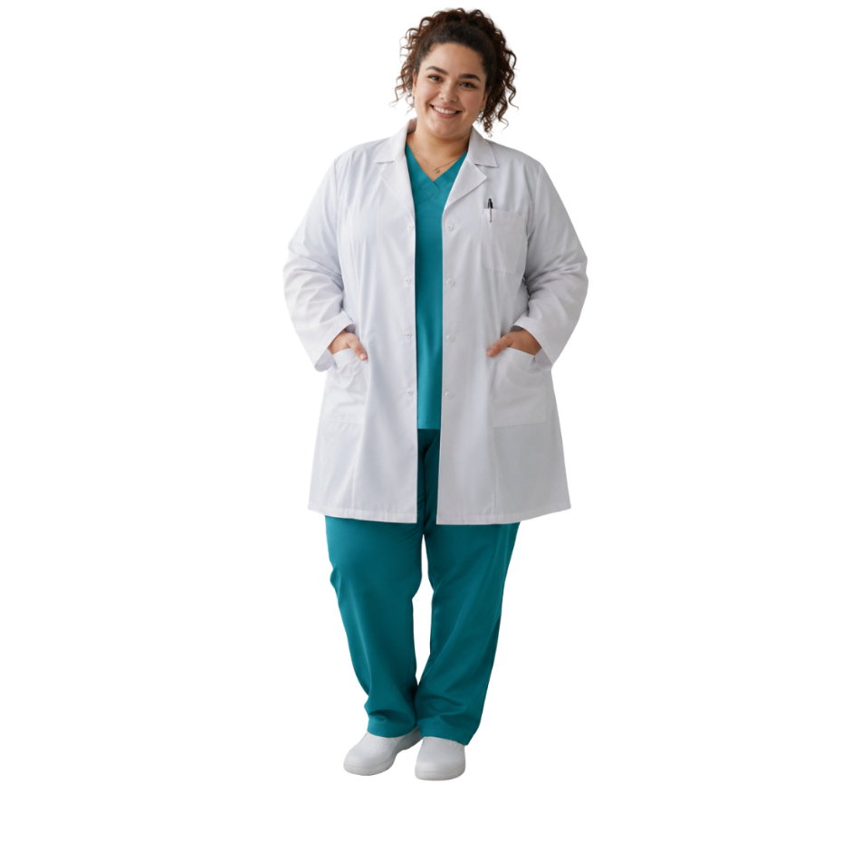 Jaleco Feminino Plus Size Branco Tamanhos Grandes G1 G2 G3