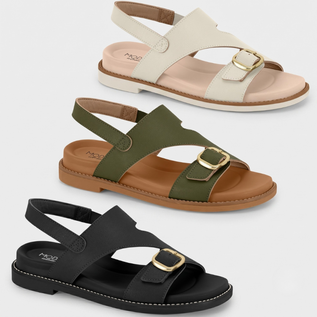 Sandália Modare Feminina Rasteira Fivela Ultra Conforto Original