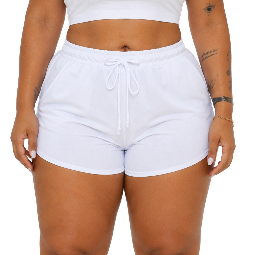 Short Shortinho Feminino Tactel P ao Plus Size Moda Praia Tecido Leve Short Academia