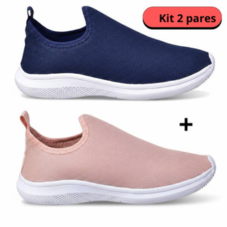 Kit 2pares Tênis meia Feminino Masculino Confortável Academia Caminhada Treino Casual  Sem Cadarço