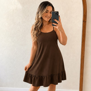 Vestido Feminino Curto de Alcinha Soltinho Basico Verão Elegante Moderno Premium com Regu…