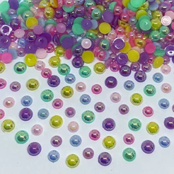 Mix Meia Pérola Furta Cor Colorida 5mm e 6mm Abs Irisada para Colagem com 25 gramas ou 50 gramas