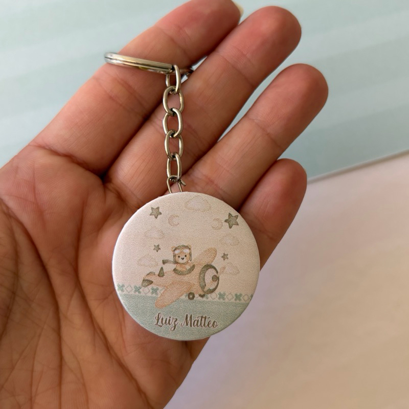 kit Lembrancinha Maternidade Ursinho teddy aviador Chaveiros Personalizados Aniversário