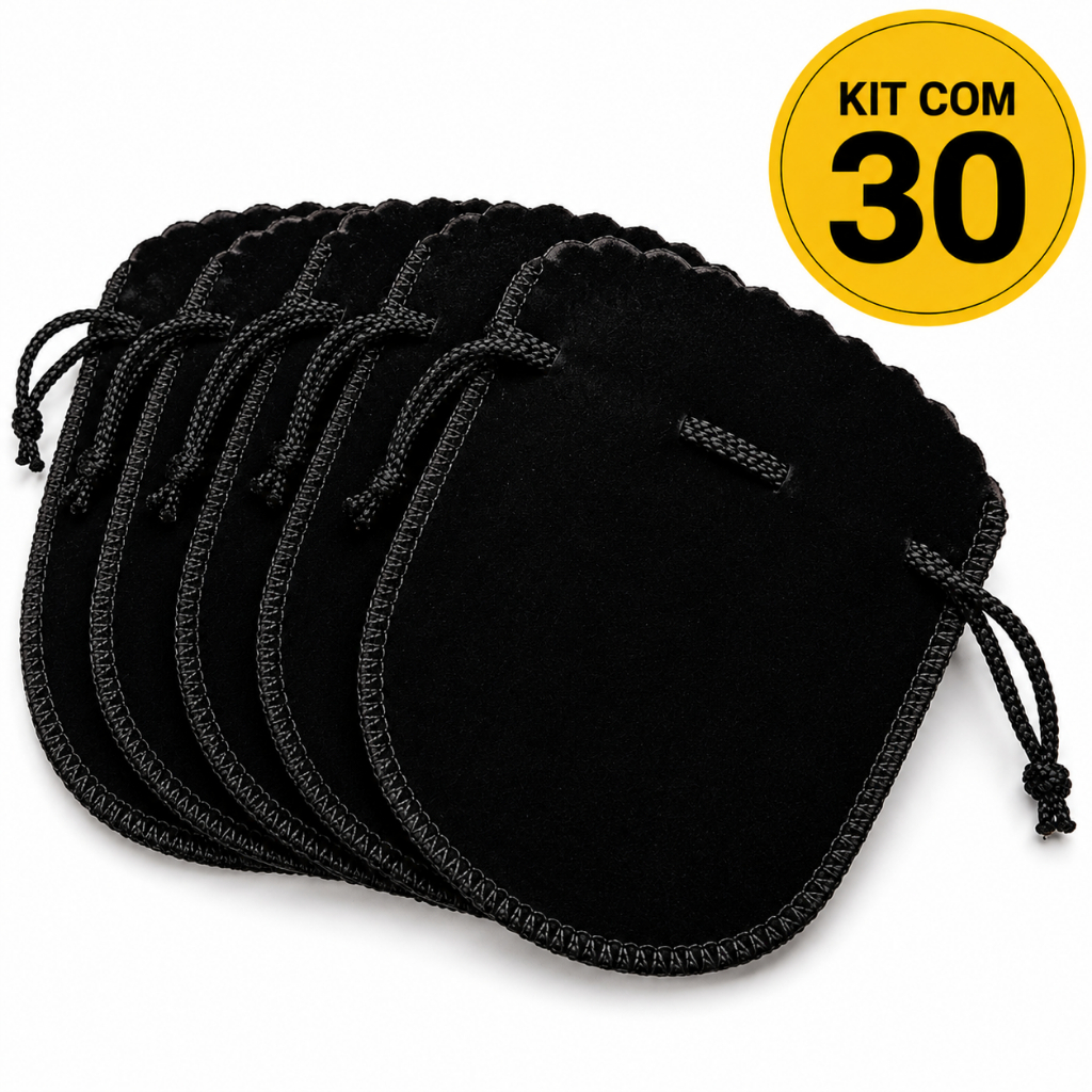 Kit 30 Saquinhos Veludo Joias Brincos Pulseira Biju Medida 6,5x8 Cm