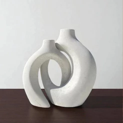 Conjunto de Dois Vasos De Encaixe Mônaco Gesso e Cimento – Decoração Sala, Rack, Estante ou Quarto