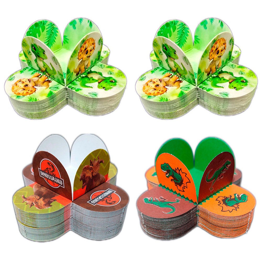 50~400 Dinossauro Baby Jurassic Forminhas 4 Pétalas Festa Personalizada Aniversário Brigadeiros