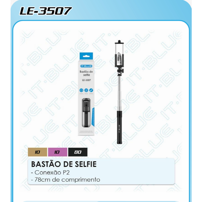 Kenux Bastão Pau de Selfie Monopod Suporte Foto Portátil Lelong 270º 78cm Resistente P2 LE-3507
