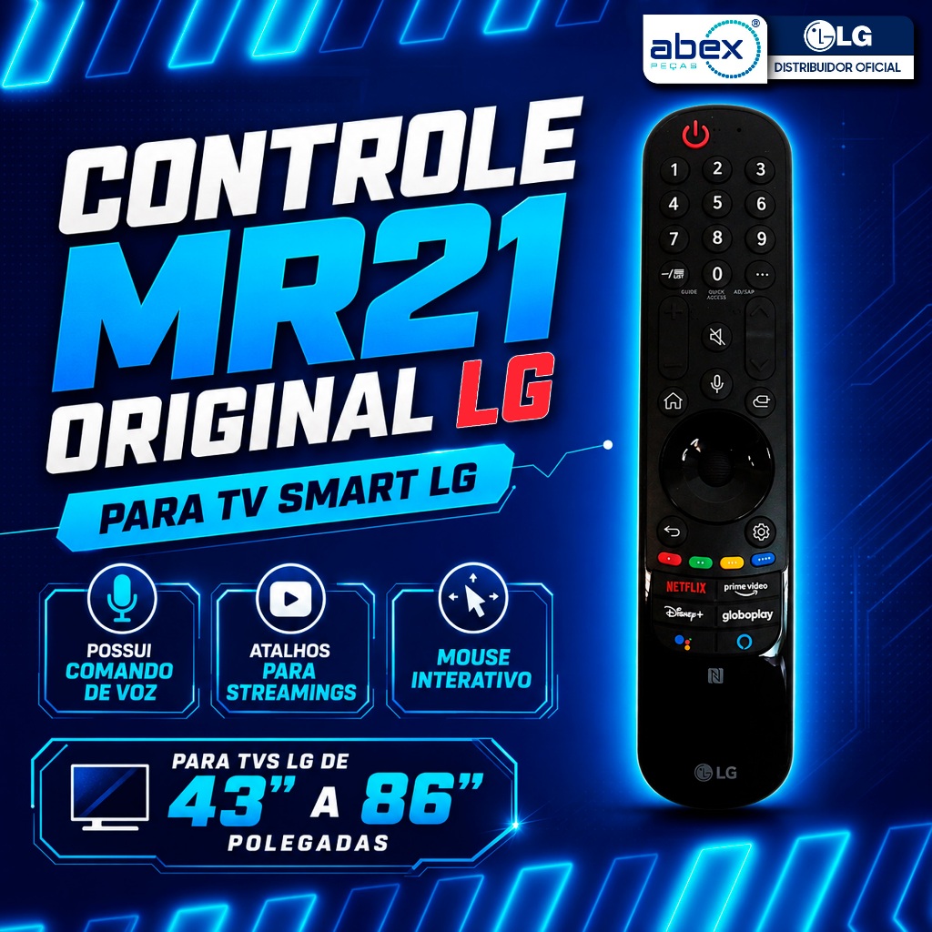 Controle Smart Magic Para TV LG MR21GA AKB76036503 Com Comando De Voz Mouse Netf