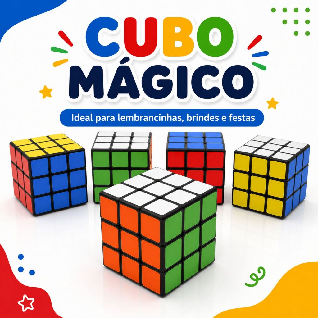 Kit Cubo Mágico 5cm Lembrancinha Brinquedo Infantil Dia das Crianças Sacolinha Surpresa