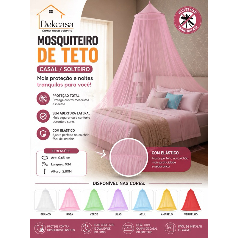 mosquiteiro de teto solteiro/casal