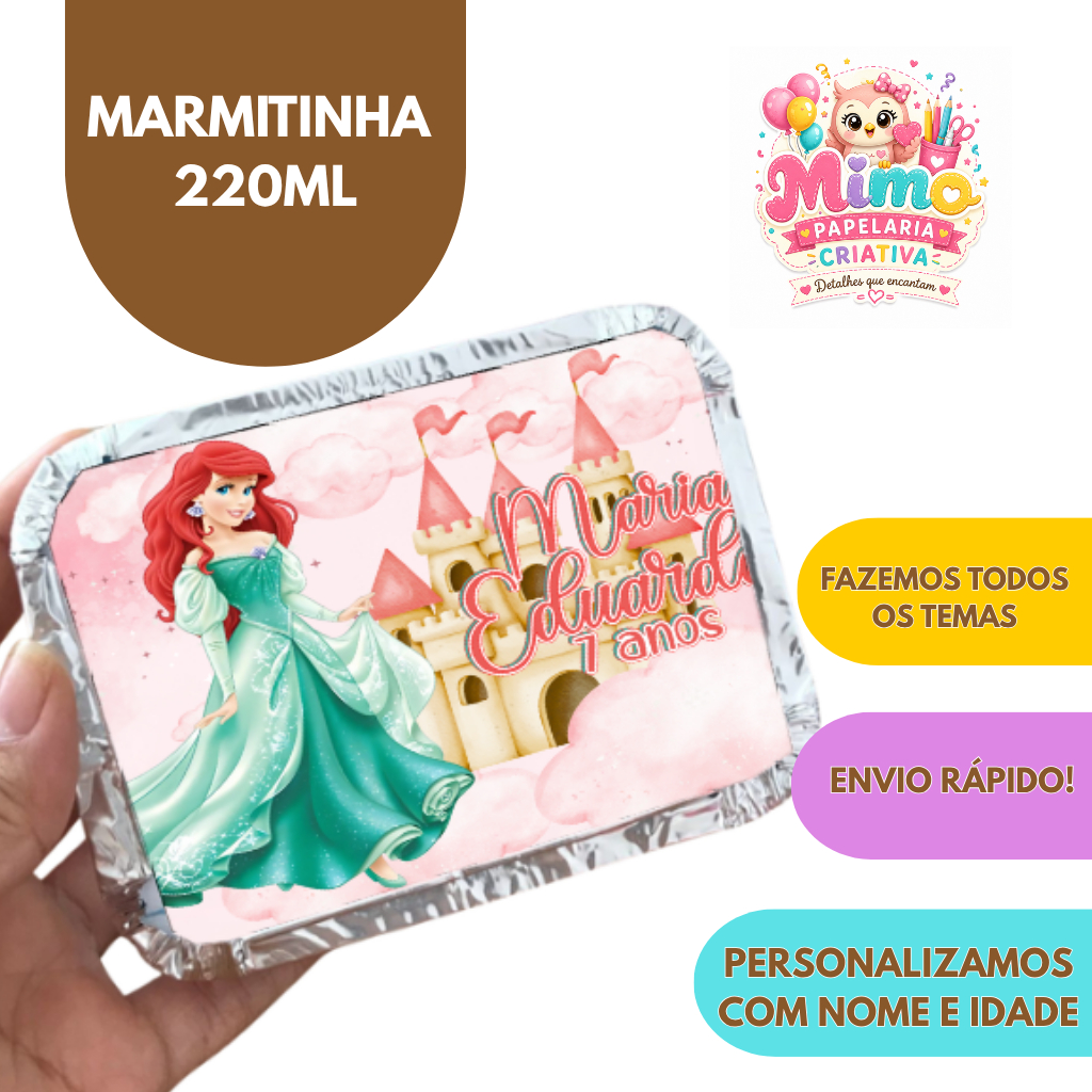 Marmita personalizada PRINCESAS / personalizados / kit marmita / lembrancinhas de aniversário / festa infantil