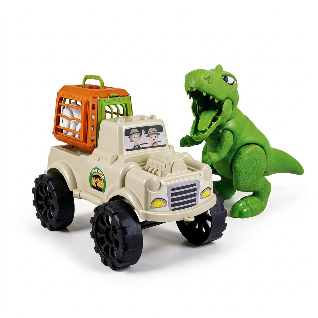 Kit Caminhão Dino Park + Dinossauro T-Rex Brinquedo - Acompanha Jaula Que Carreg