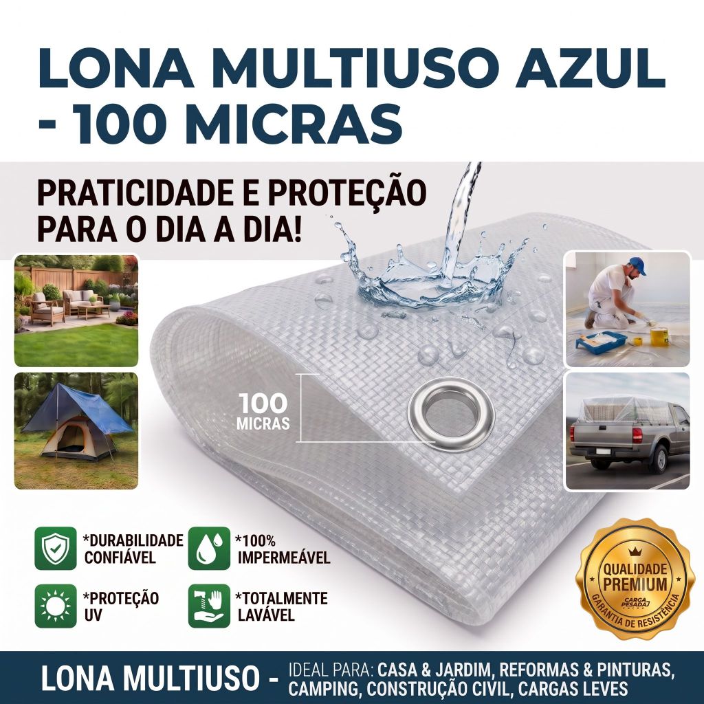 Lona Plástica De 100 Micras 2x2 impermeável Multiuso