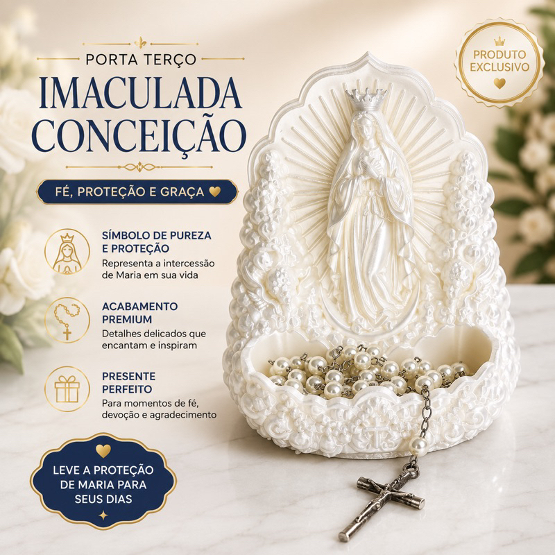 Porta terço Porta Aliança Imaculada Conceição | Presente religioso | Decoração católica | Lembrança católica