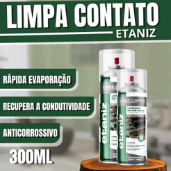 Limpa Contato Spray 300ml – Secagem Rápida, Alta Precisão p/ Placas Eletrônicas, Resíduo Zero Etaniz