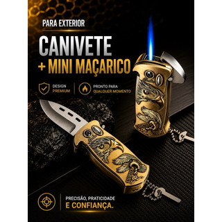Mini Canivete Dobrável Multifuncional Isqueiro Maçarico Acendedor De Churrasco E Pesca Resistente (Env. sem gás)