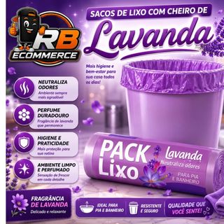Kit Saco Lixo Perfumado Lavanda Pia Banheiro Neutraliza Odores