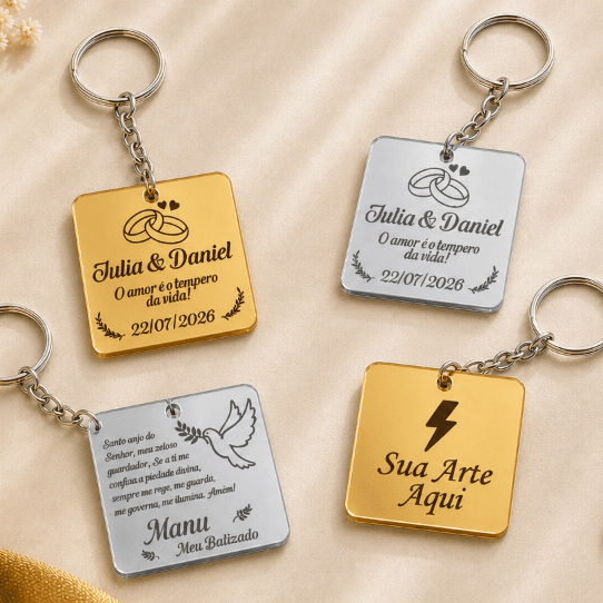 CHAVEIRO PERSONALIZADO EM ACRILICO ESPELHADO - IDEAL PARA LEMBRANCINHA DE ANIVERSARIO, BATIZADO, CASAMENTO E EVENTOS