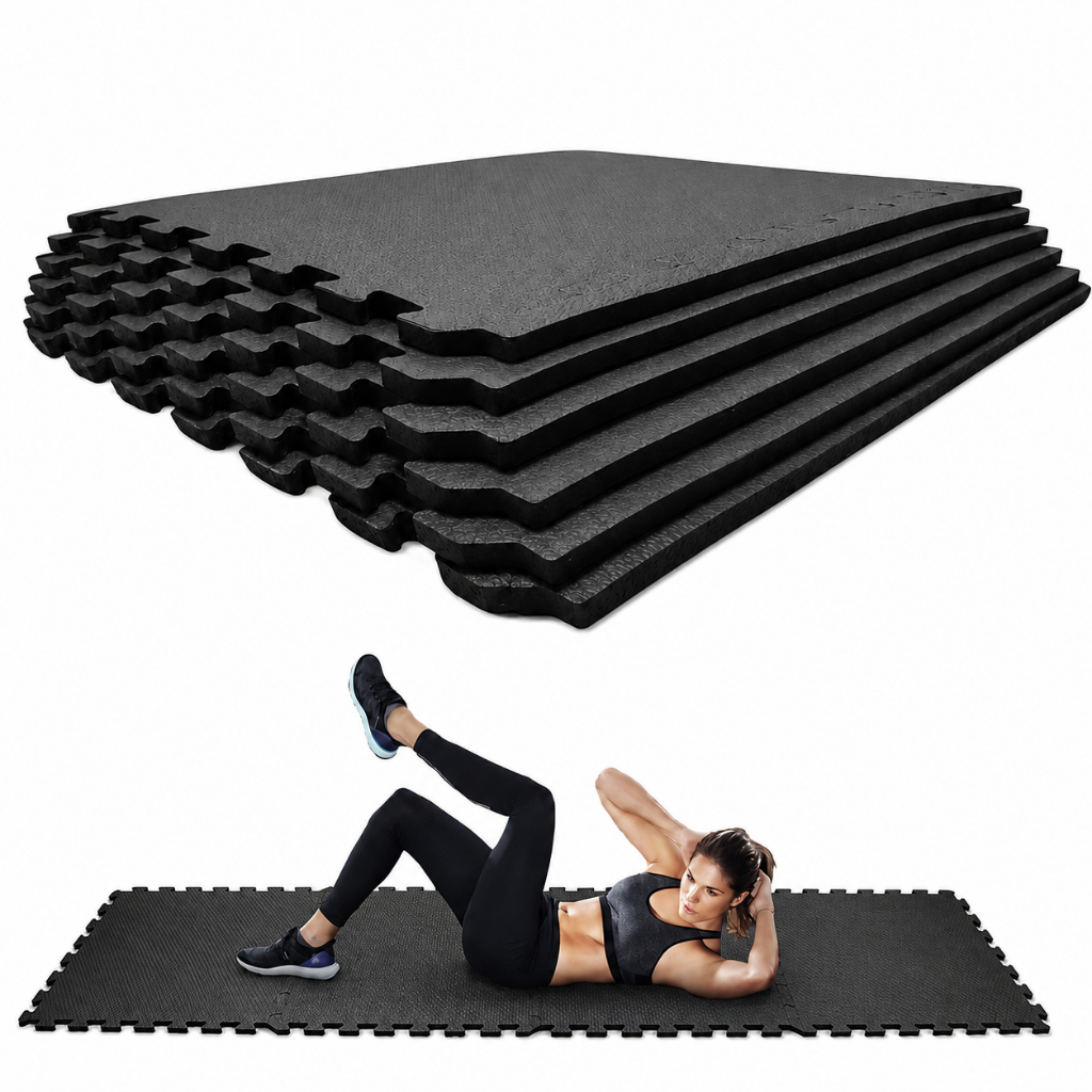 Tatame Kit 10 Placas 20mm Azul ou Preto Academia Pilates Antiderrapante Absorve o Impacto Fitness