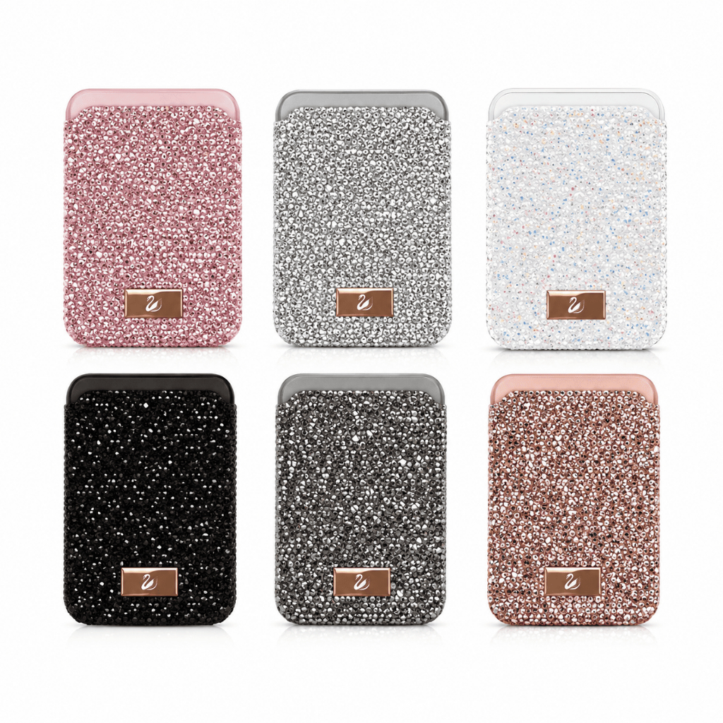 Porta Cartão MagSafe Magnético com Strass para iPhone Luxo