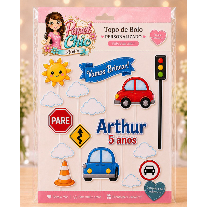 kit Topo para bolo tema carrinho/brinquedos/fusquinha/personalizados