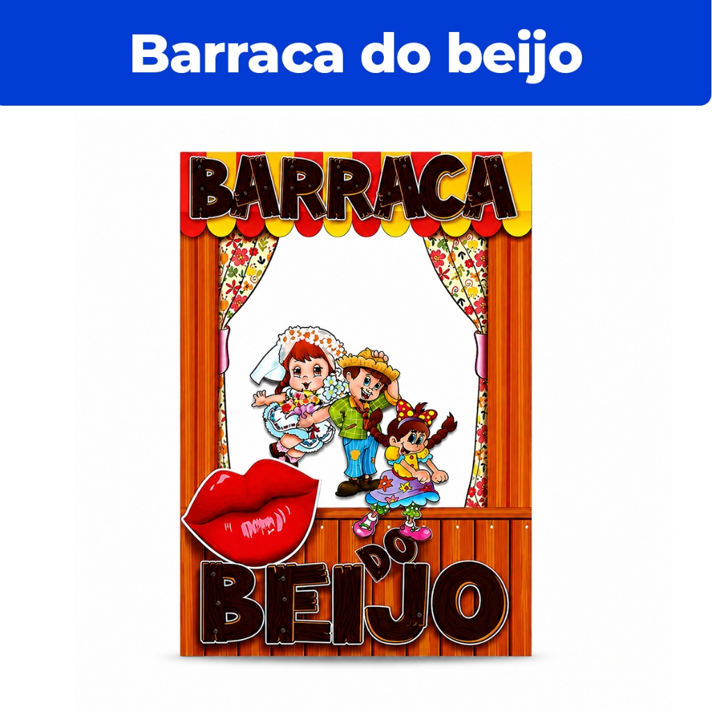 Painel Barraca Do Beijo Festa Junina Decoração Retangular Arraial