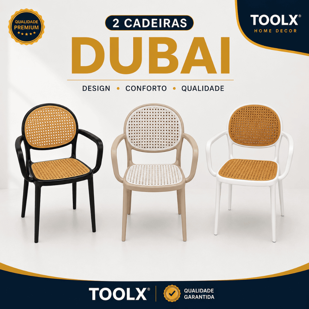 Kit 2 Cadeiras Dubai Rattan Polipropileno Jantar Cozinha Estar