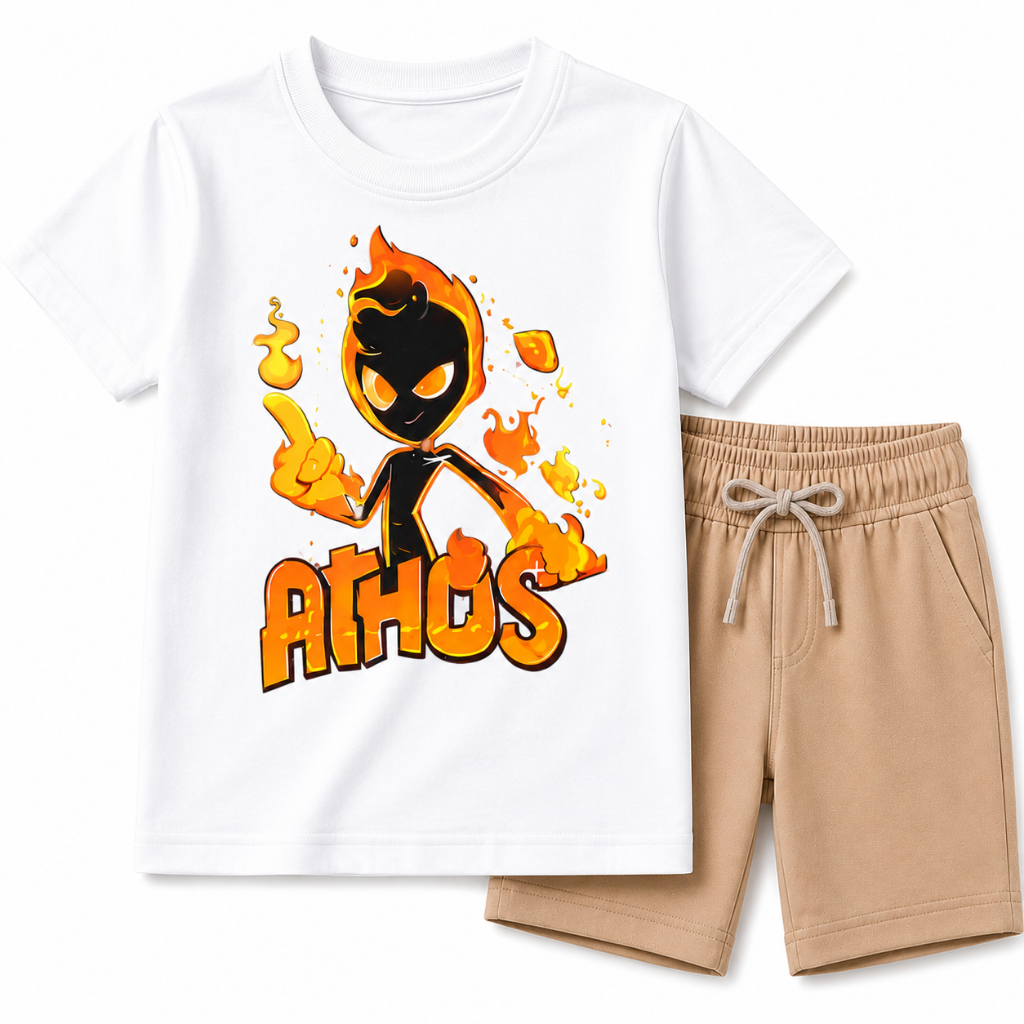 Conjunto Infantil Masculino Camiseta Estampada Confortável e Bermuda Infantil Menino 100% Algodão