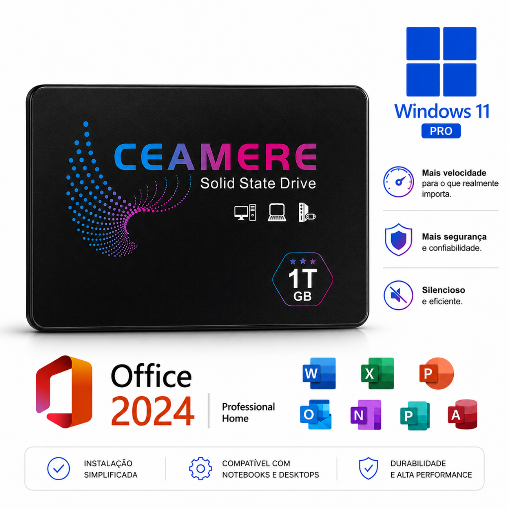 SSD 240GB 480GB Original Ceamere Com Windows e Office
